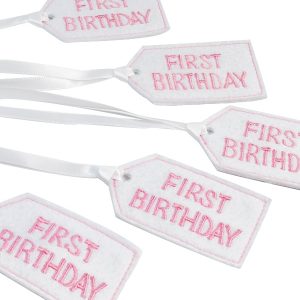 First Birthday Felt Gift Tag Pink by Kate Finn Australia