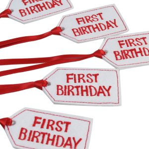 First Birthday Felt Gift Tag Red by Kate Finn Australia