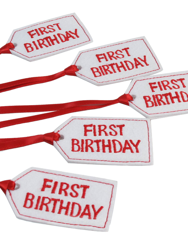 First Birthday Felt Gift Tag Red by Kate Finn Australia