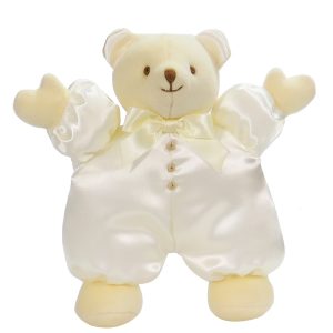 Cream Satin Puff Bear Baby Toy
