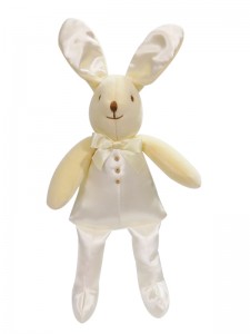 Cream Satin Bunny Squeaker Baby Toy by Kate Finn Australia