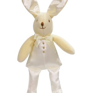 Cream Satin Bunny Squeaker Baby Toy by Kate Finn Australia