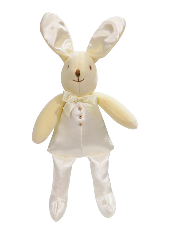 Cream Satin Bunny Squeaker Baby Toy by Kate Finn Australia