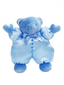 Blue satin Puff Bear Baby Toy