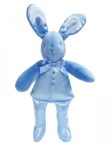 Blue Satin Bunny Squeaker Baby Toy by Kate Finn Australia
