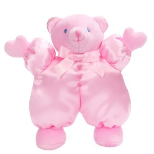 Pink Satin Puff Bear Baby Toy