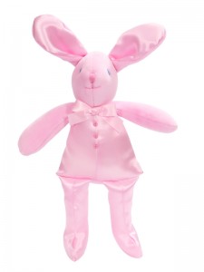 Pink Satin Bunny Squeaker Baby Toy by Kate Finn Australia