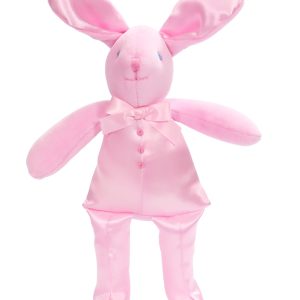 Pink Satin Bunny Squeaker Baby Toy by Kate Finn Australia