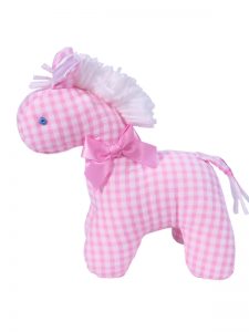 Pink Seersucker Check Mini Horse Baby Toy by Kate Finn Australia