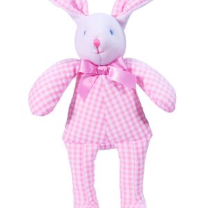 Pink Seersucker Check Bunny Squeaker baby Toy by Kate Finn Australia