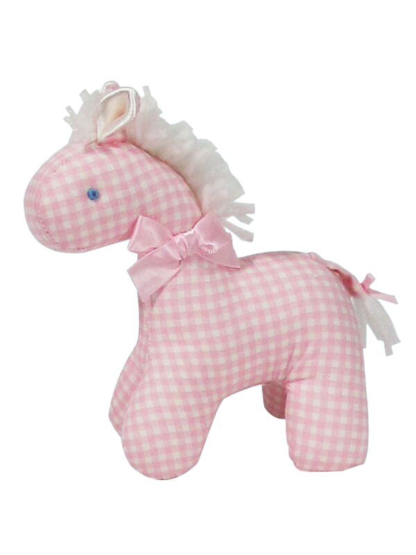 Pink Check Mini Horse Baby Toy by Kate Finn Australia