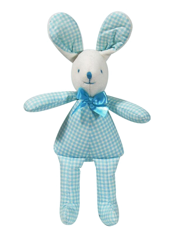 Aqua Check Bunny Squeaker Baby Toy by Kate Finn Australia