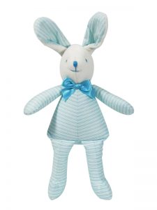 Aqua Ticking Bunny Squeaker Baby Toy by Kate Finn Australia