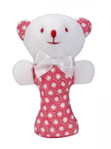 Red Sun Tiles Bear Baby Rattle by Kate Finn Australia