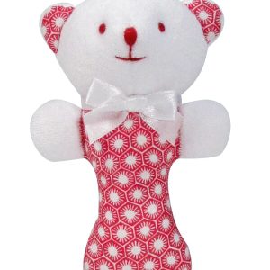 Red Sun Tiles Bear Baby Rattle by Kate Finn Australia