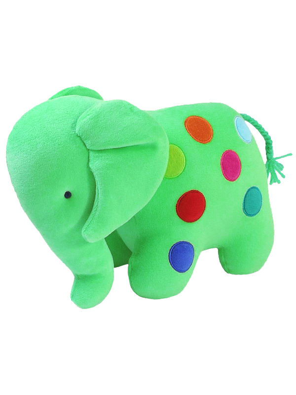Green Dotty Elephant Baby Toy by Kate Finn