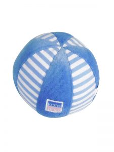 Blue Stripe Velvet Ball Baby Toy by Kate Finn Australia