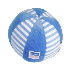 Blue Stripe Velvet Ball Baby Toy by Kate Finn Australia