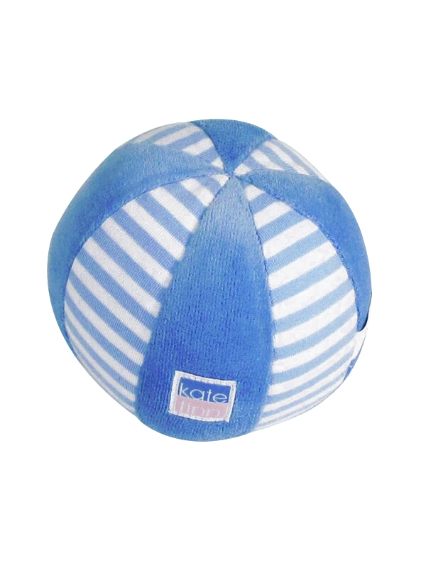 Blue Stripe Velvet Ball Baby Toy by Kate Finn Australia