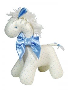 Cream Blue Dot Horse Baby Toy