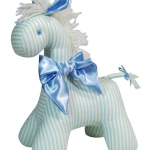 Cream Blue Stripe Horse Baby Toy by Kate Finn Australia