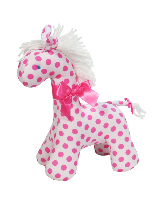 White Pink Dot Horse Baby Toy by Kate Finn Australia