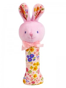 Peach Floral Bunny Baby Rattle by Kate Finn Australia