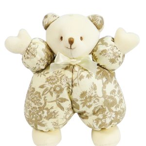 Antique Toile Puff Bear Baby Toy