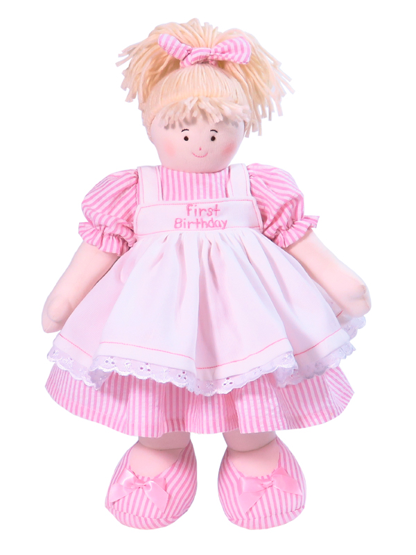 First Birthday 41cm Pink Stripe Blond