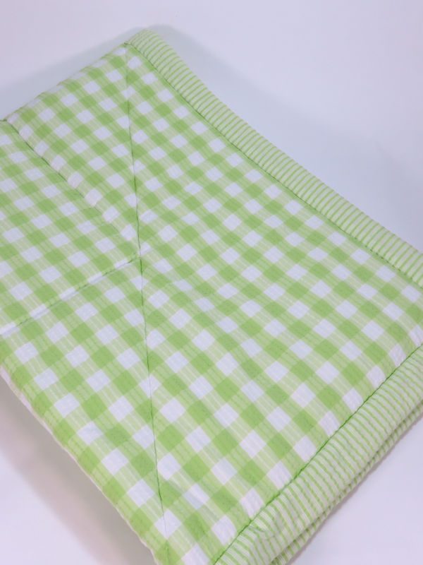 Lime Check Cot Quilt Designed by Kate Finn Australia