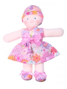 Minnie 21cm Rag Doll Daisy Print Sold by Kate Finn