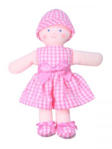 Minnie 21cm Rag Doll Pink Seersucker Check