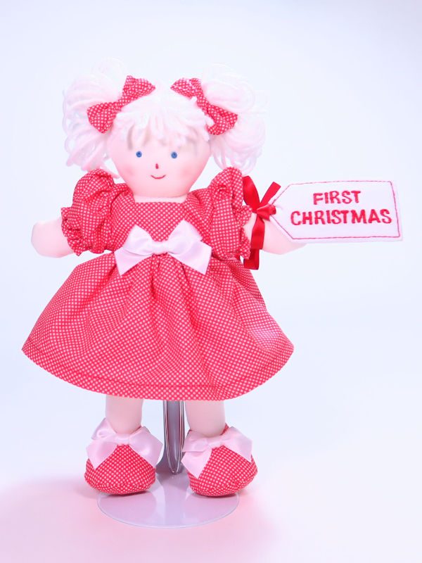 First Christmas 21cm Rag Doll Red Designed by Kate Finn Australia