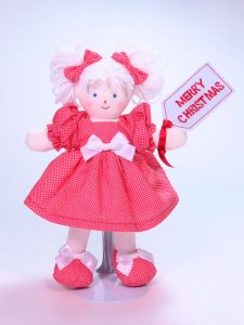 Merry Christmas 21cm Rag Doll Designed and Sold by Kate Finn Australia