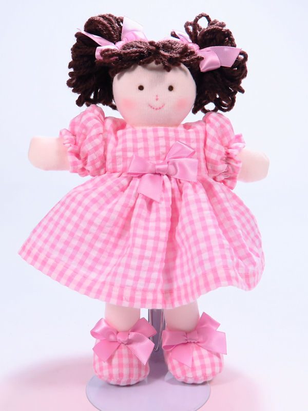 Mini Pen 21cm Rag Doll Brunette Designed and Sold by Kate Finn Australia