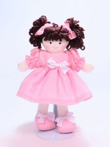 Mini Dotties 21cm Rag Doll Brunette Designed and Sold by Kate Finn Australia