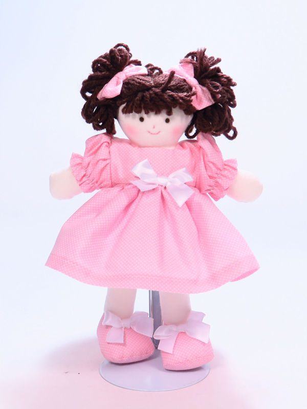 Mini Dotties 21cm Rag Doll Brunette Designed and Sold by Kate Finn Australia