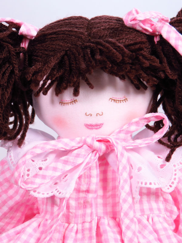 Mary Anne 39cm Awake Asleep Rag Doll Brunette Sold by Kate Finn